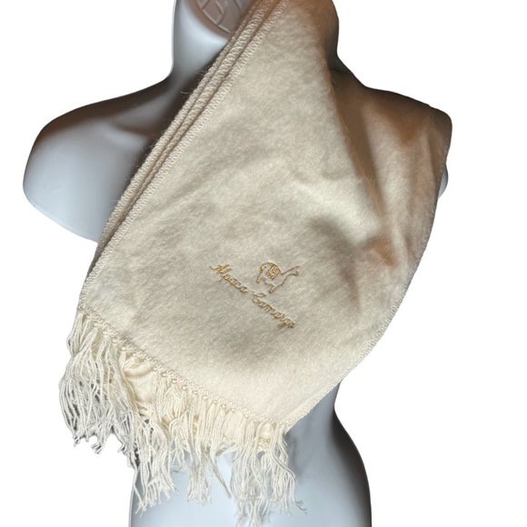 Alpaca Camargo Ivory Scarf with Stitched Logo NWOT - Picture 1 of 4